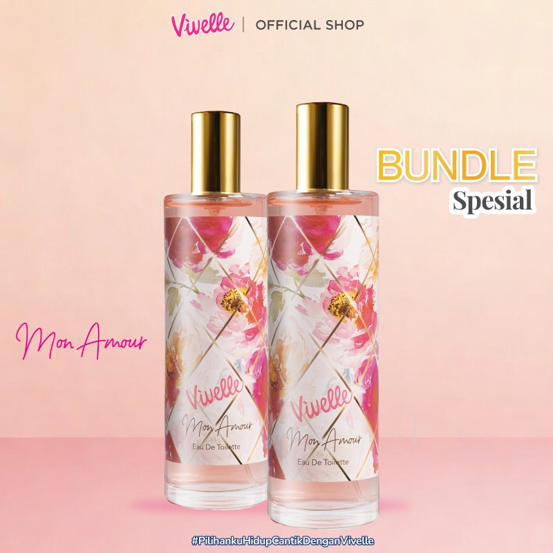 Paket 2 Pcs Vivelle EDT Mon Amour 100 ml - Parfum Wanita - Halal & BPOM - Dapatkan Hadia Gratis