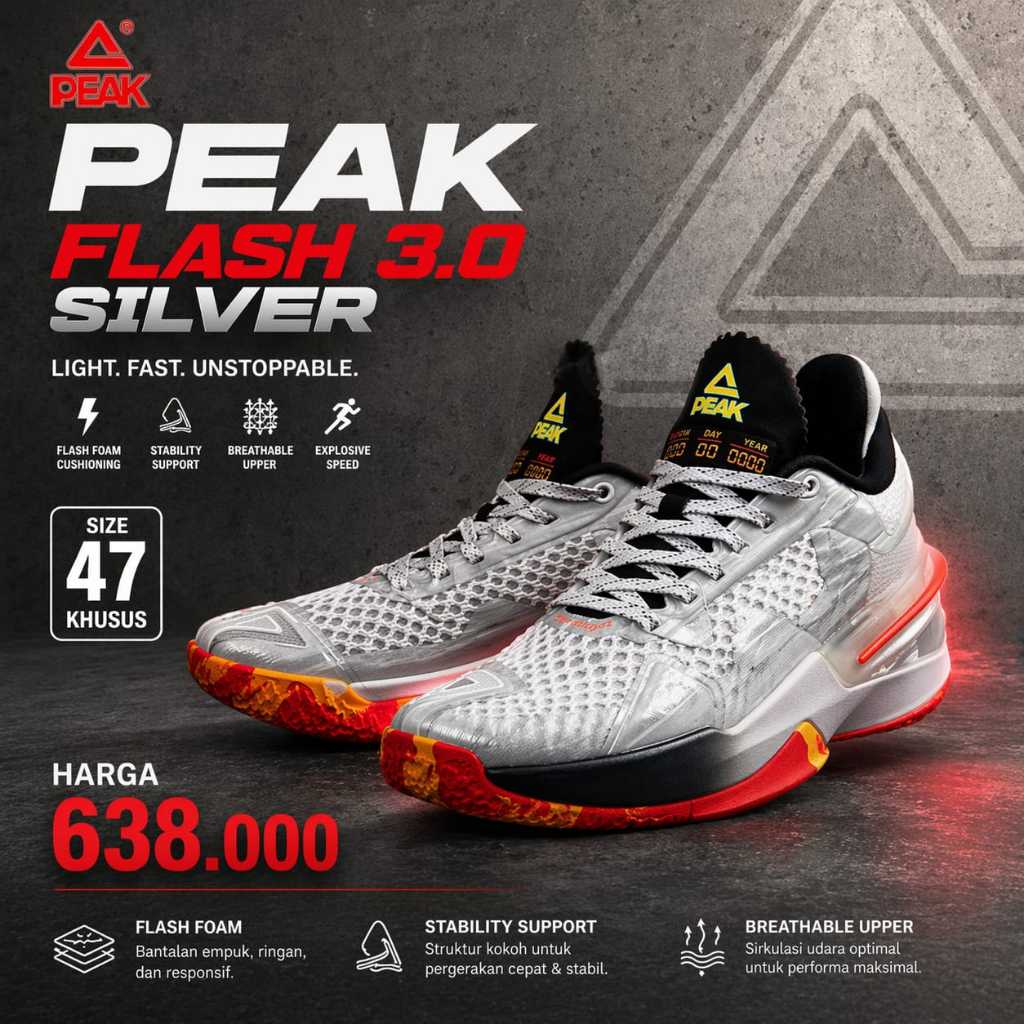 PEAK Basketball Shoes NBA OJ MAYO Flash 3.0 SILVER  GOLD