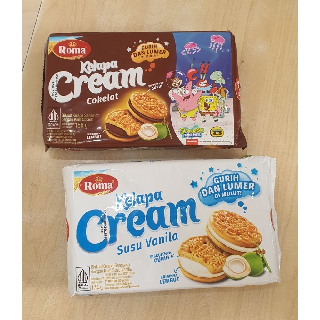 Roma Kelapa Cream Susu Vanila dan Coklat / Biskuit Roma Kelapa Cream
