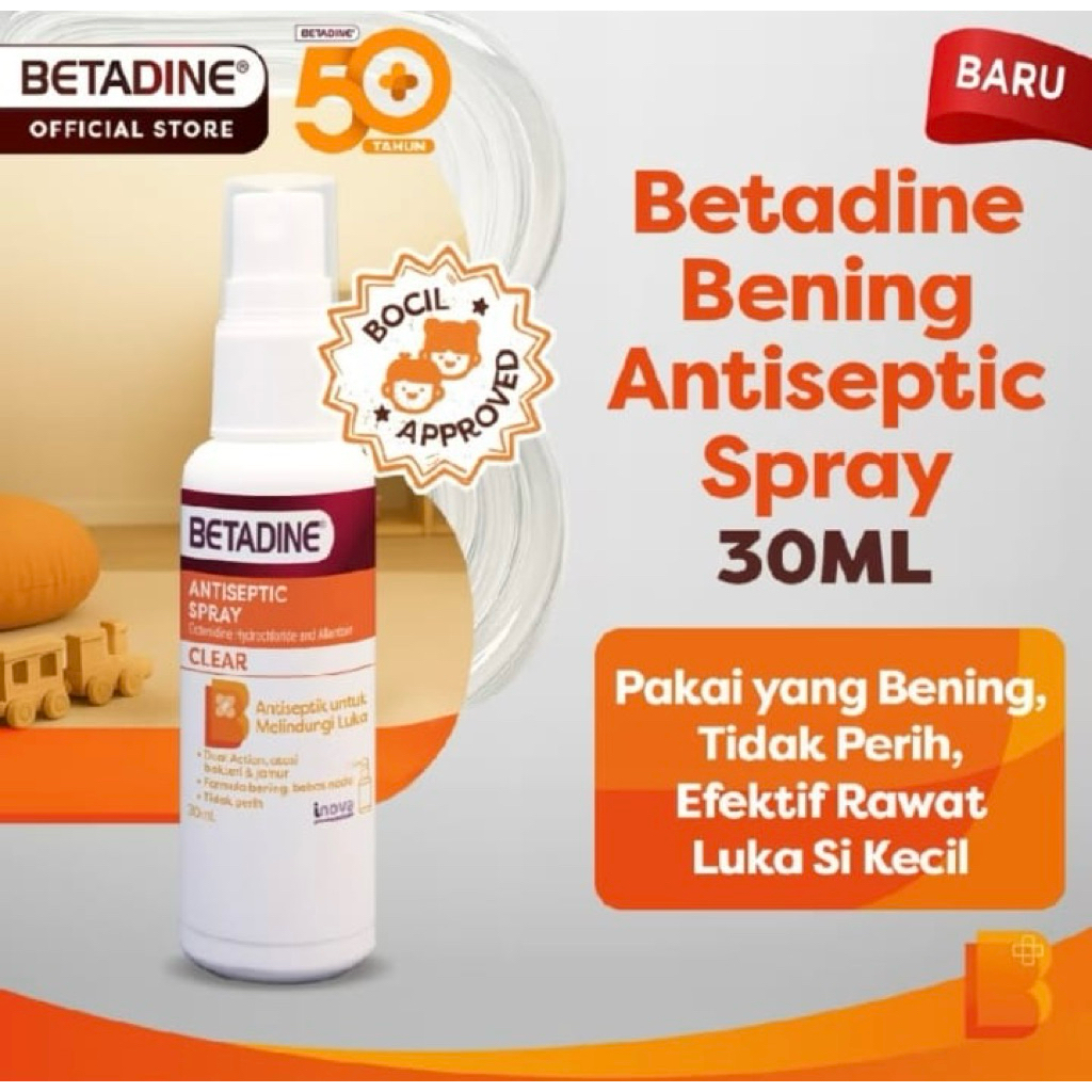 Betadine antiseptik spray 30 ml ( spray antiseptik luka )