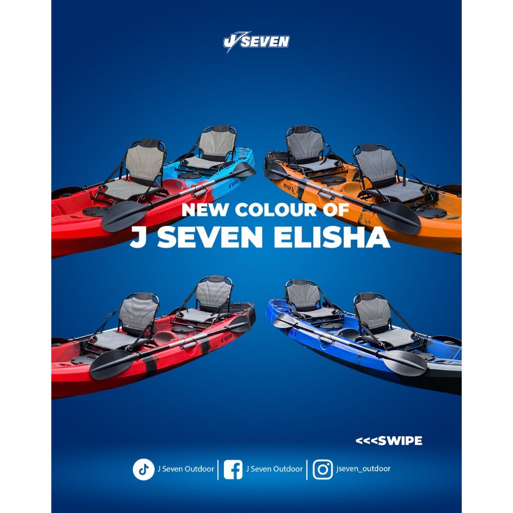 J Seven Elisha kayak fishing tandem paddle - kayak dayung 2 orang