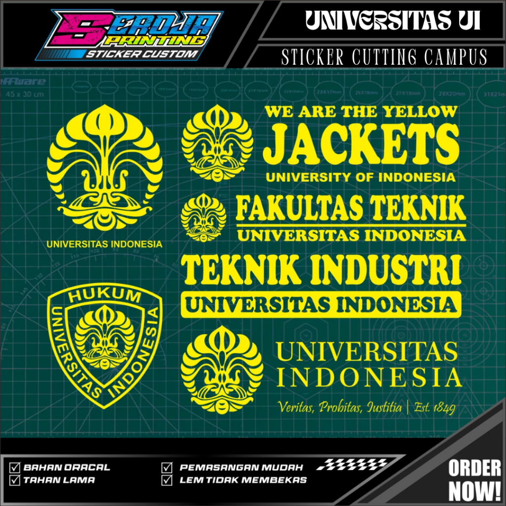 STIKER KAMPUS UI STICKER CUTTING UNIVERSITAS INDONESIA ORACAL 651 STIKER UNIVERSITY UI