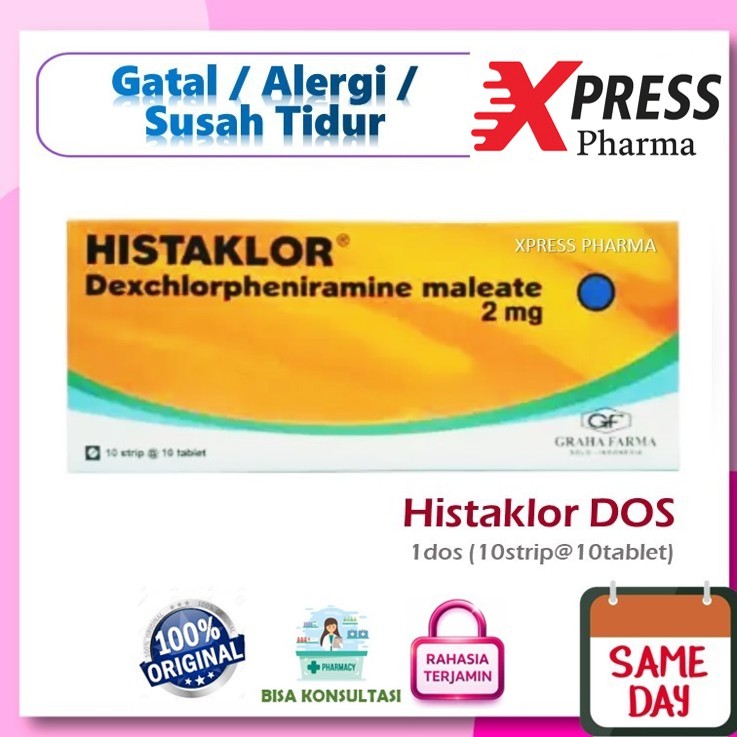XPRESS  Histaklor DUS Tablet Obat Gatal Susah Tidur Alergi Dexchlorpeniramine Maleate DOS BOX histac