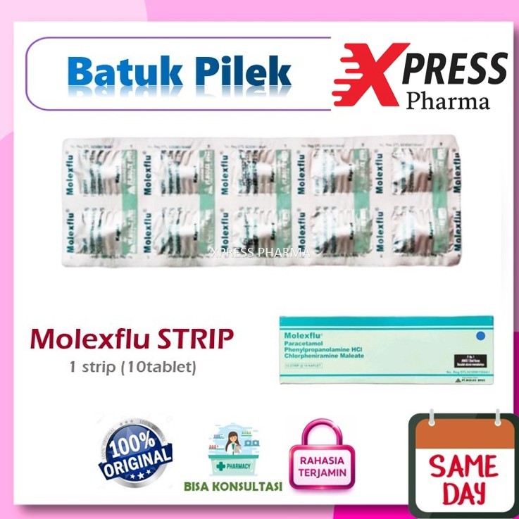 XPRESS  Molexflu STRIP Obat Batuk Pilek Moleksflu Molex Flu Tablet Zet