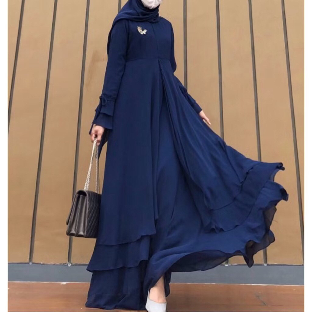 Gamis Hamida Dress Navy Ceruty premium by DNK Hijab