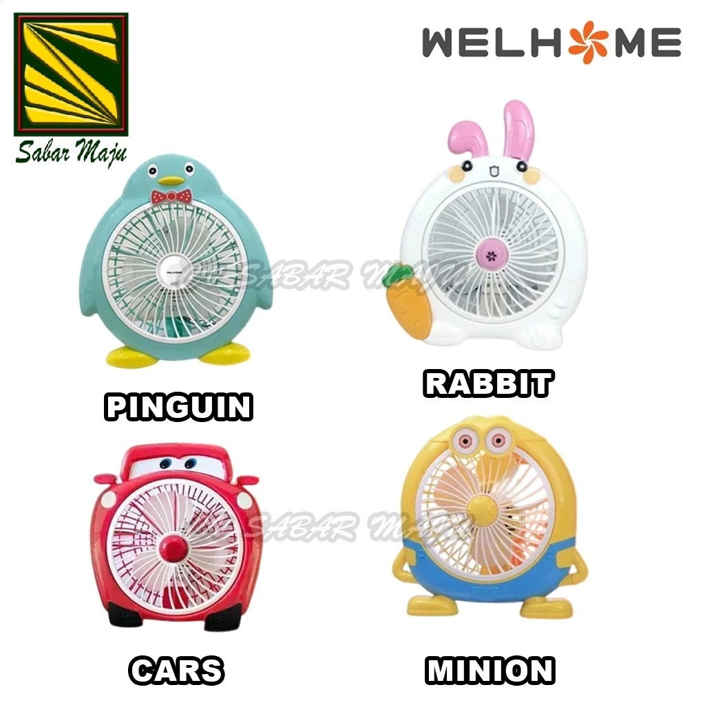 Welhome Kipas Angin Mini, Kipas Angin Karakter, Box Fan Welhome