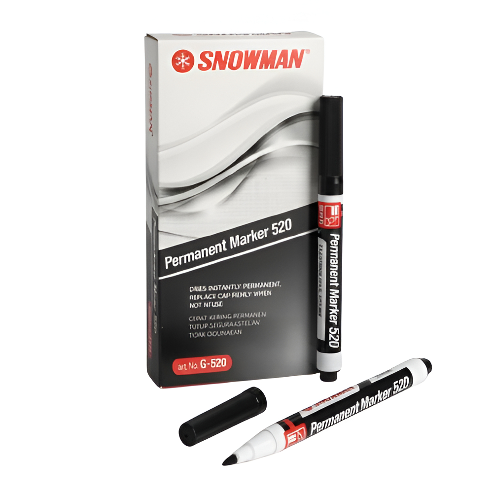 Spidol kecil Permanen Marker 520 Snowman Spidol Permanent Hitam