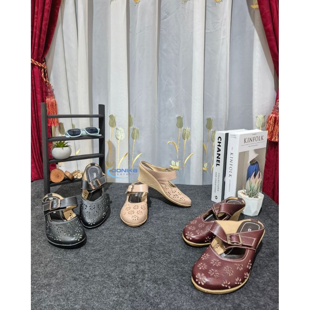 Sandal Sepatu Wanita Selop Hak 5cm gesper