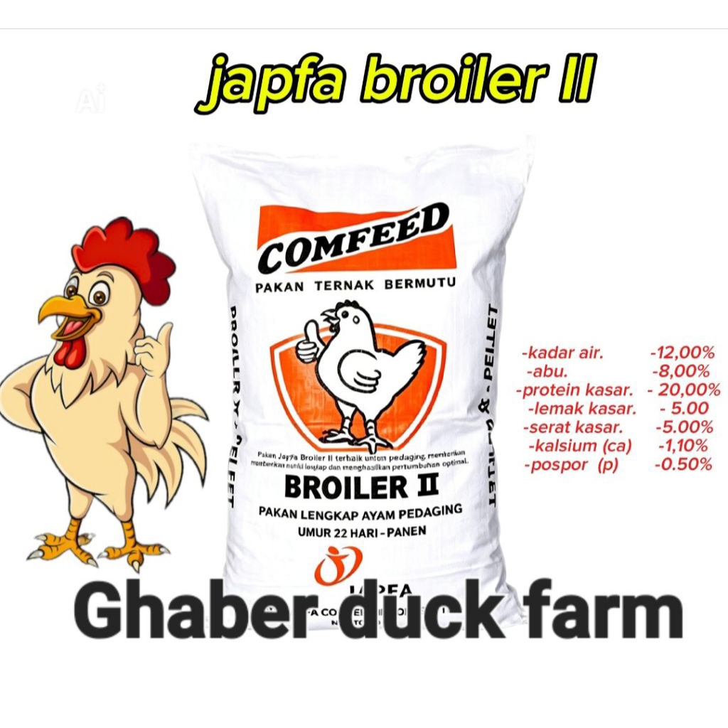 Pakan Ayam Pakan unggas  BROILER II dari PT japfa Comfeed pakan ayam pur bebek bangkok 1kg