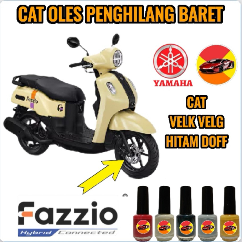 CAT OLES PENGHILANG BARET MOTOR YAMAHA FAZZIO 2026 NEW CAT VELK HITAM DOFF