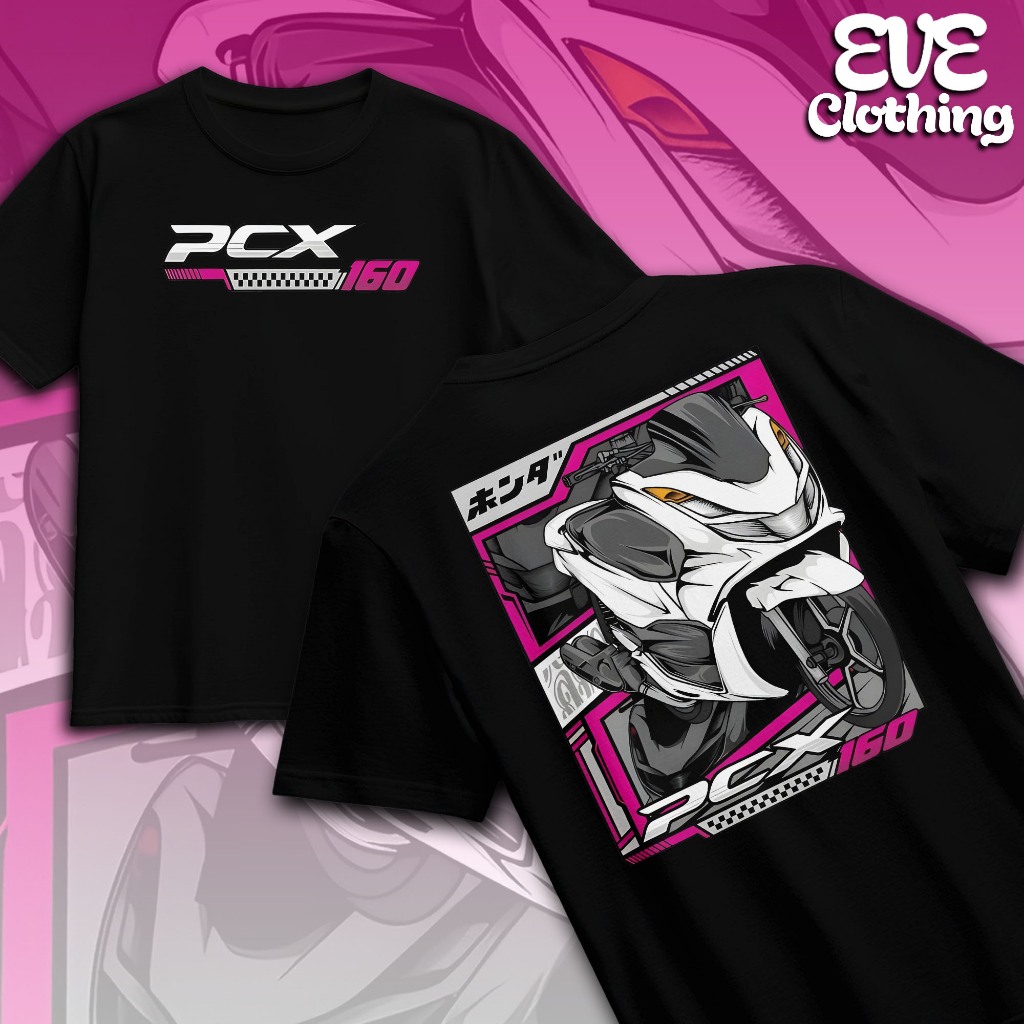 Kaos PCX 160 WHITE MODIFIKASI Viral T-shirt Cotton Combed 30s Baju Otomotif Pria Wanita