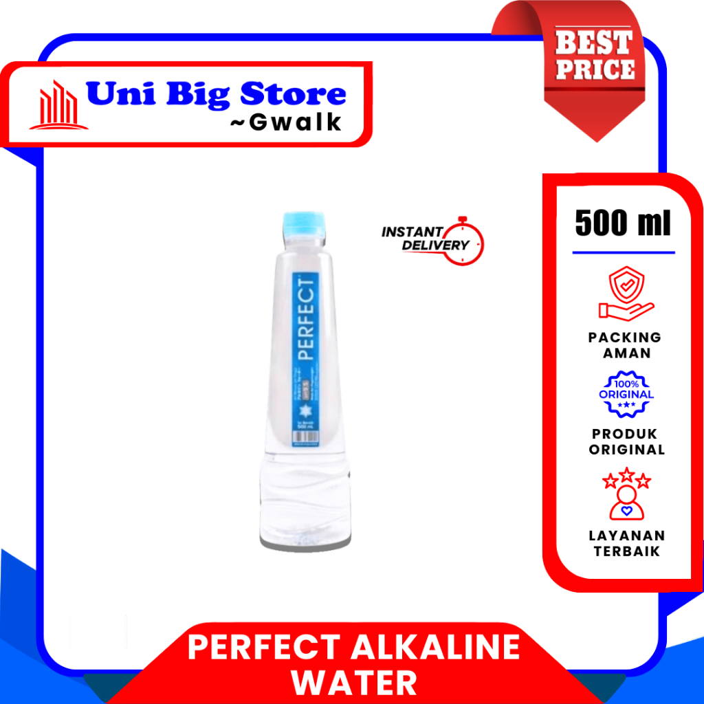 PERFECT AIR MINUM ALKALINE WATER PH 9.5 AIR ALKALINE PH TINGGI |AIR MINUM SEHAT  BOTOL ECER ~500 ml
