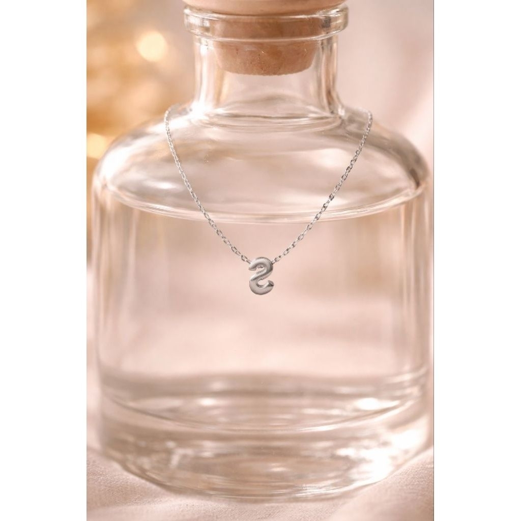 kalung silver p kopi anak² titanium huruf kalung dan liontin titanium
