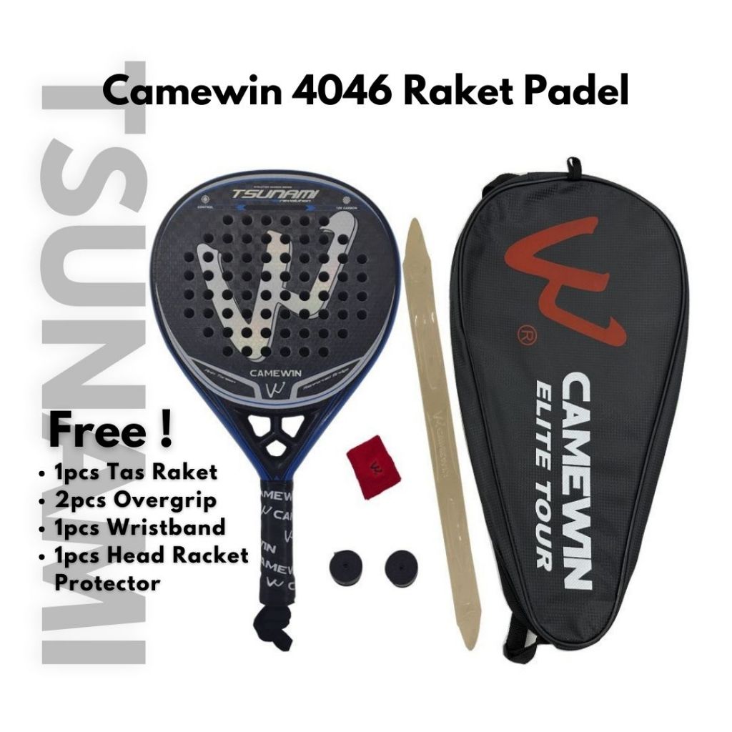 RA - Camewin 4046 Raket Padel Tsunami Free Tas, Overgrip, Wristband, Head Protector / CAMEWIN 4046 T