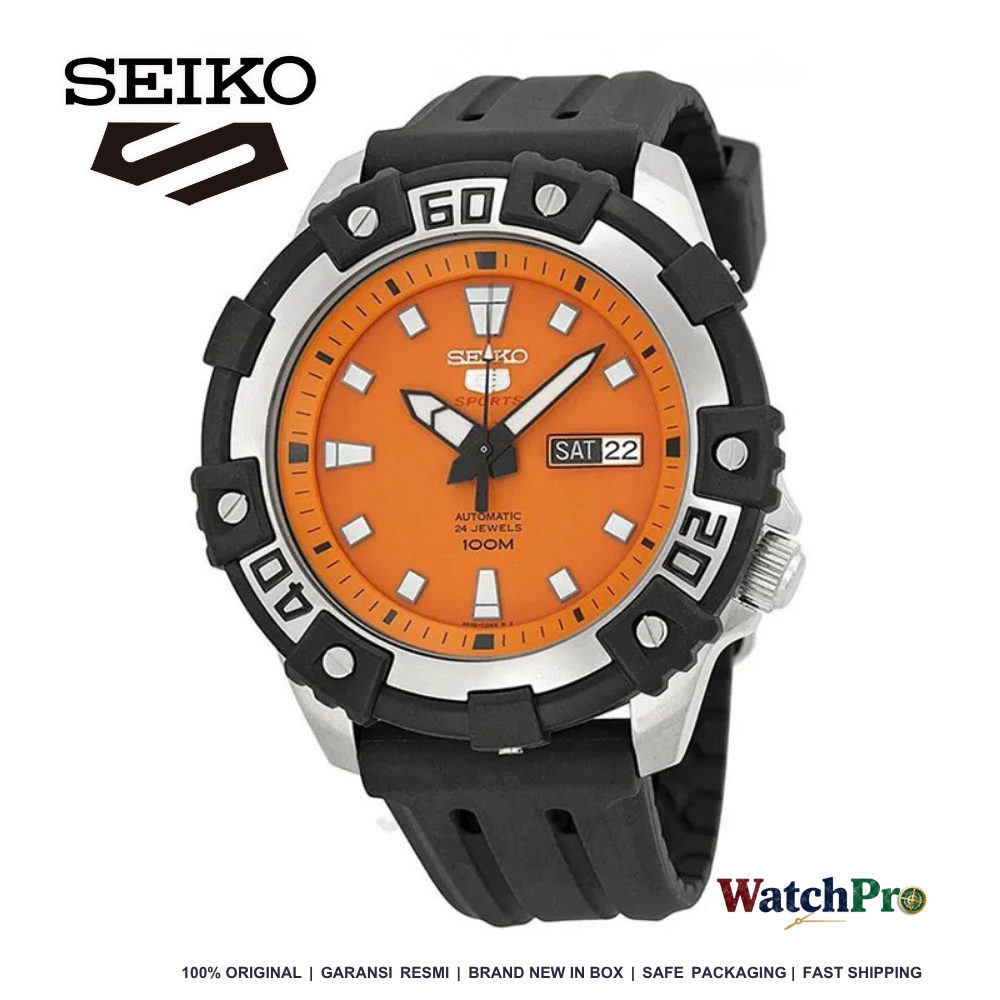 Seiko 5 Sports SRP473 SRP473K1 Automatic Orange Dial Original Jam Tangan Pria