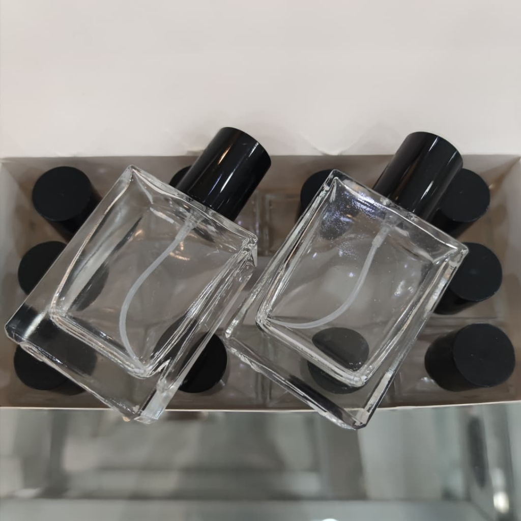 Botol - PETAK/KOTAK 50 ML | Botol parfum kosong drat spray putar kaca ( pcs ) -  petak/kotak