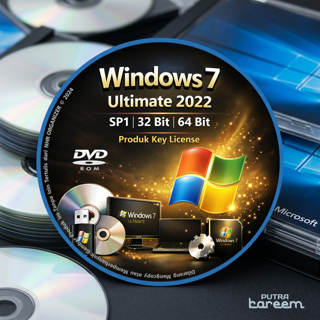 DVD Sistem Operasi Windows® 7 Ultimate SP1 2022 32 Bit 64 Bit Produk Key Lisensi