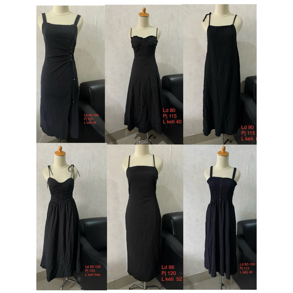 midi dress hitam fit body dress pesta dinner dress in black