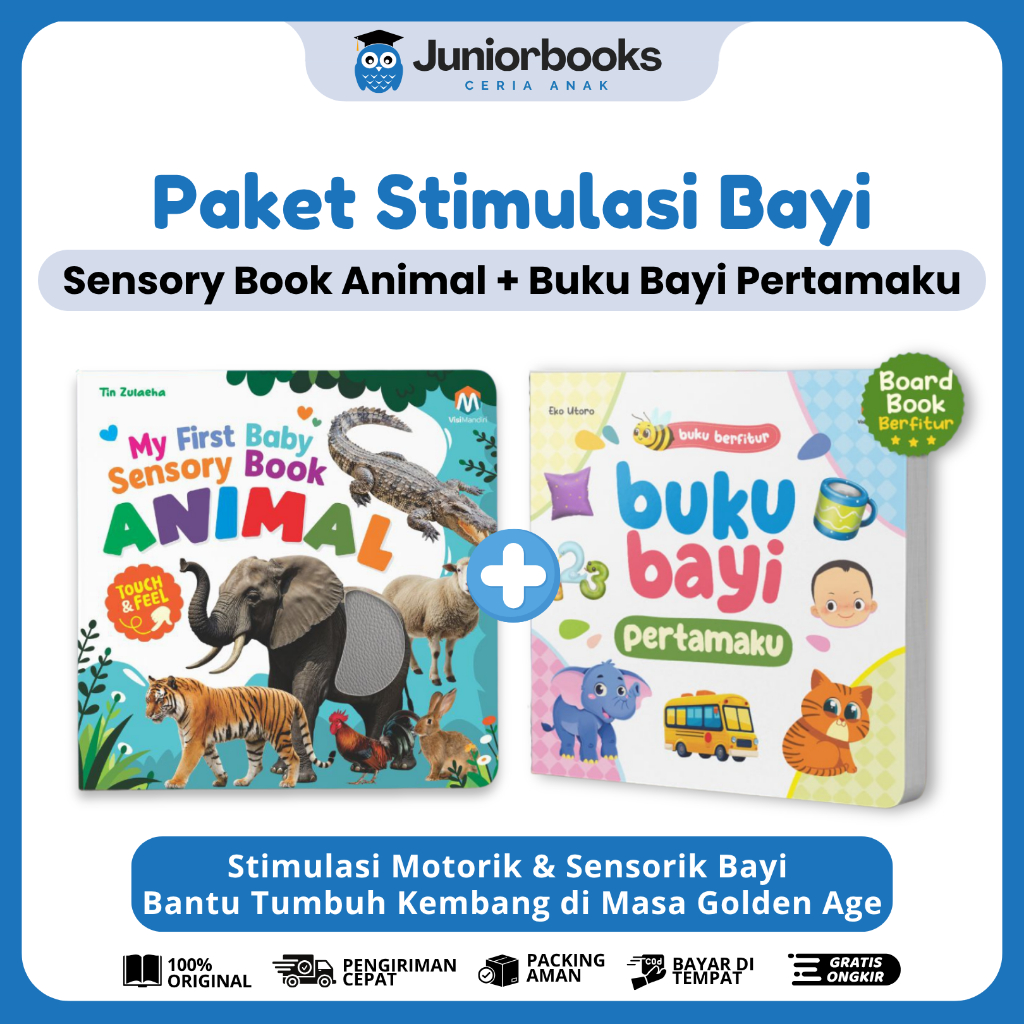 Paket Bundling Stimulasi Bayi - My First Baby Sensory Book Animal + Buku Bayi Pertamaku - Buku Anak 