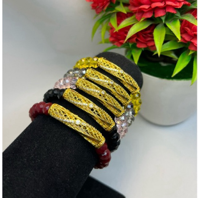 gelang kristal ceko elegan / gelang luontin cuping / gelang wanita kekinian