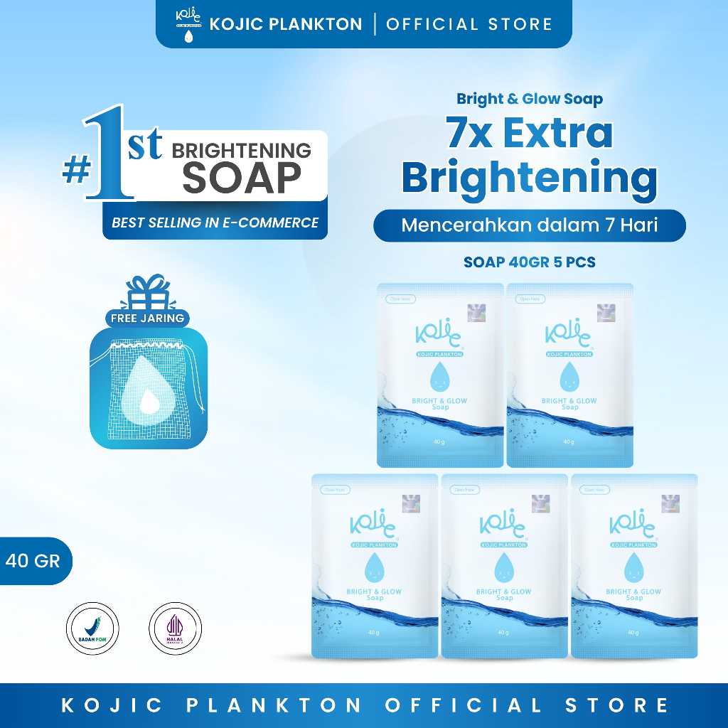 KOJIC PLANKTON [BELI 4 GRATIS 1] BRIGHT & GLOW SOAP 40GR with NIACINAMIDE 5% Sabun Pencerah Wajah Mu