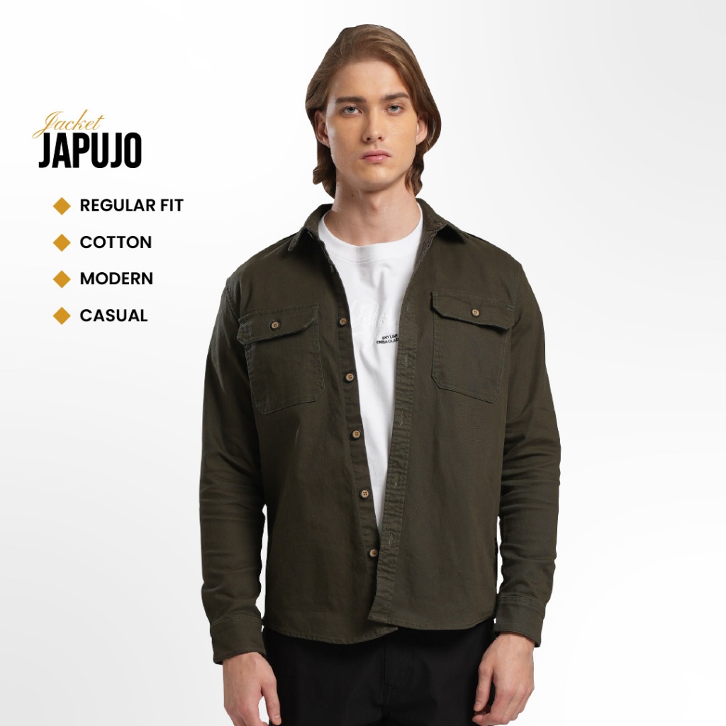 Emba Classic - Japujo Jaket Pria Casual Regular Fit Warna Dark Green