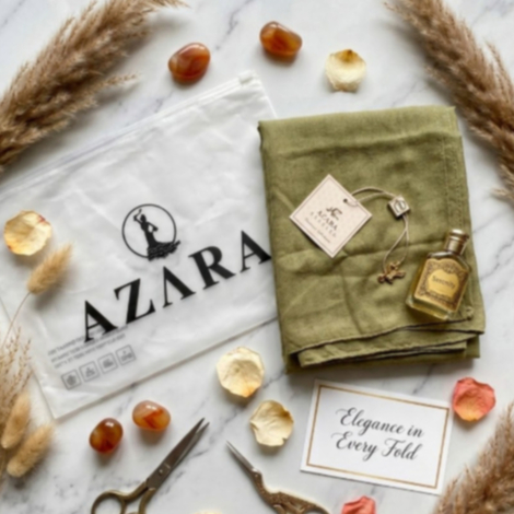 Azara Scarf Segi Empat Voal Premium Polos Jumbo Laser Cut - Hijab Azara Superfines Metal Logo Origin