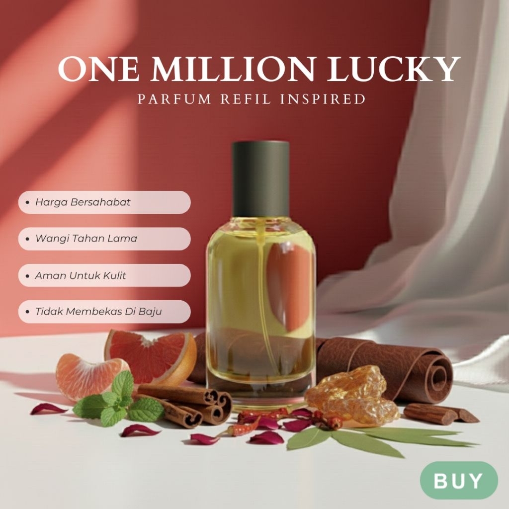[50ML]Parfum refil 1 MILLION LUCKY parfum pria Extrait de parfume tahan lama aroma khas mewah elegan