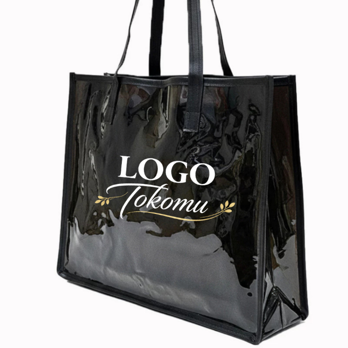 Tote Bag Mika Hitam Polos Custom Logo | Tas Mika PVC Tebal Lentur | Goodie Bag Souvenir Branding