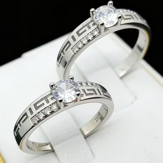 CINCIN NIKAH/TUNANGAN LAPIS EMAS PUTIH UKIR NAMA