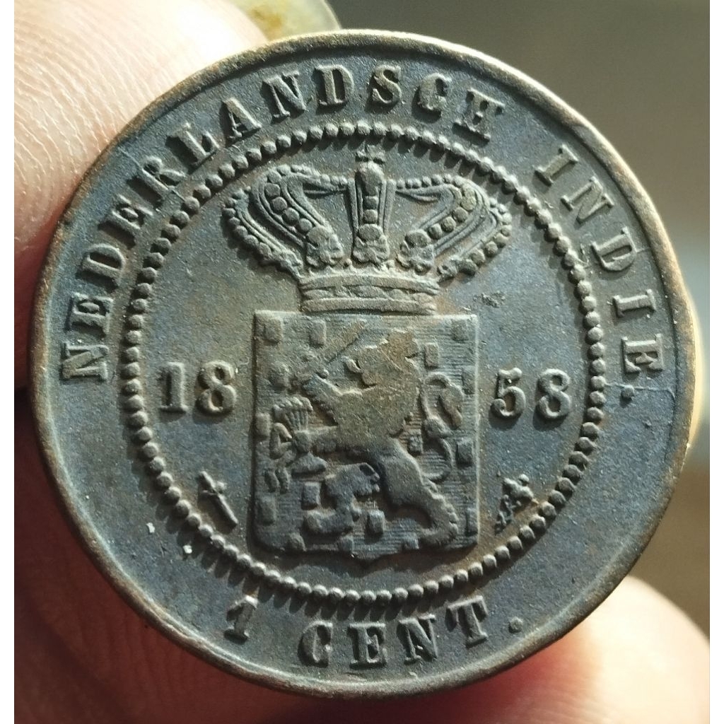 1 cent Benggol Nederland indie thn 1858 bekas beredar Asli
