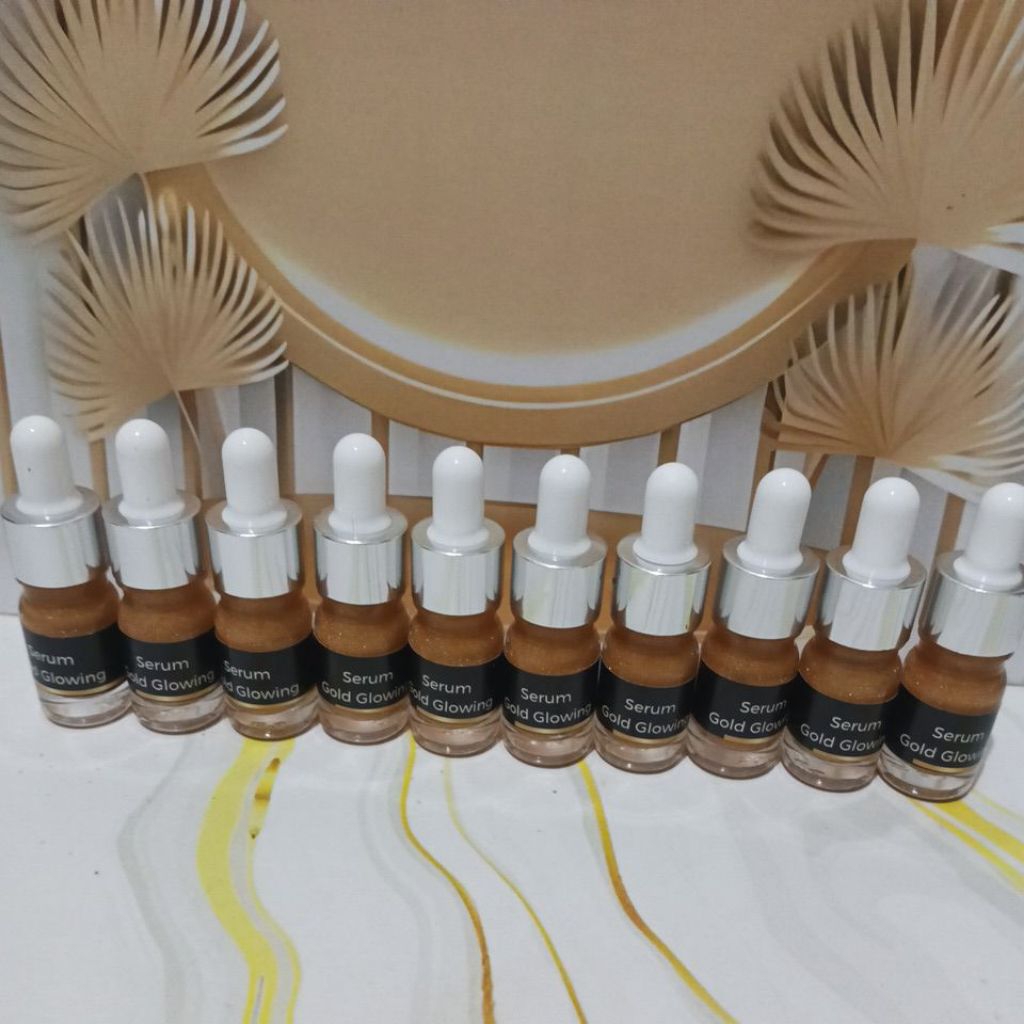 isi 10 pcs paket usaha serum gold glowing bikin wajah glowing seketika