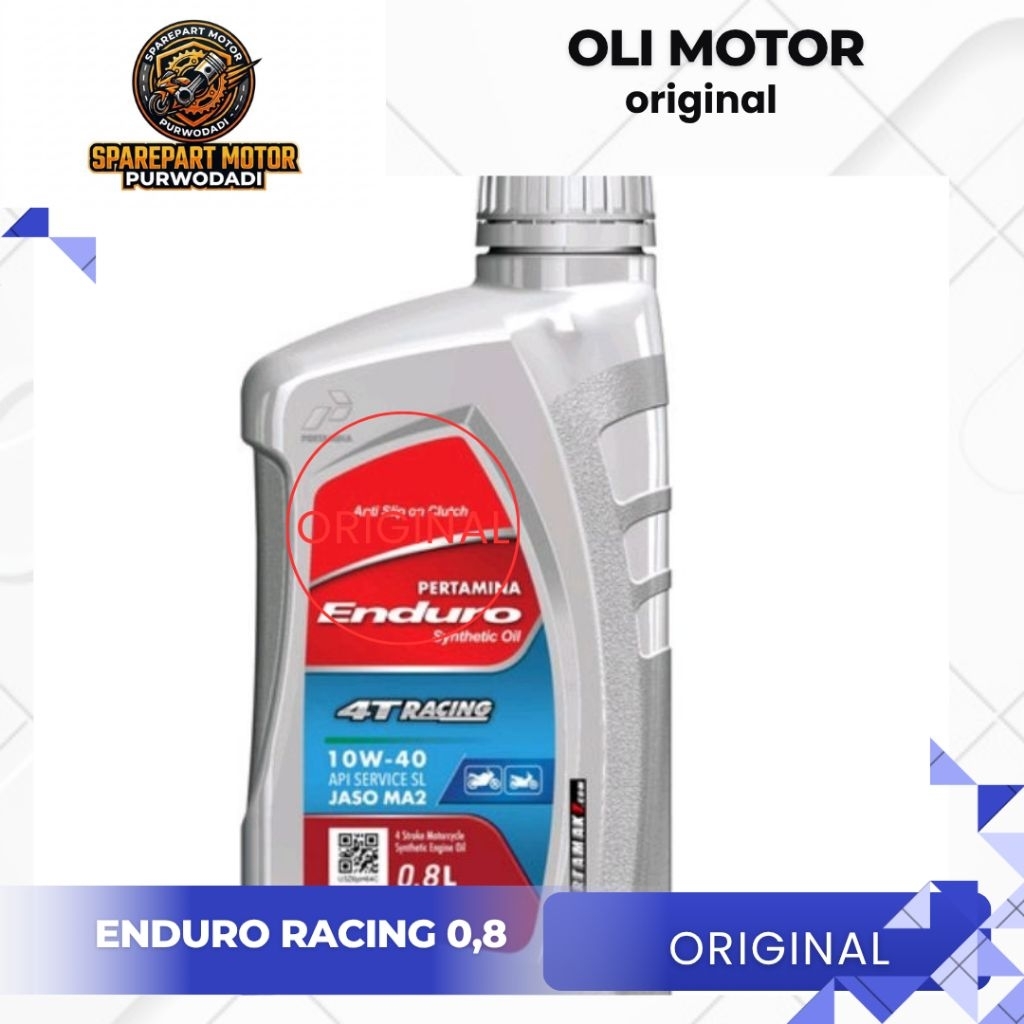Oli Mesin Motor Pertamina Enduro 4T Racing 0,8 - Perlindungan Maksimal, Anti Slip Kopling, Akseleras