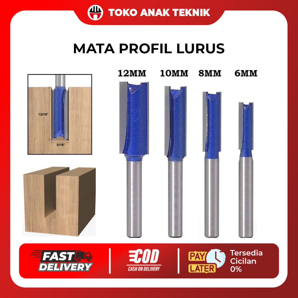 Mata Profil Bearing Router Lurus Mata Trimer Kayu Lurus Straight Bit