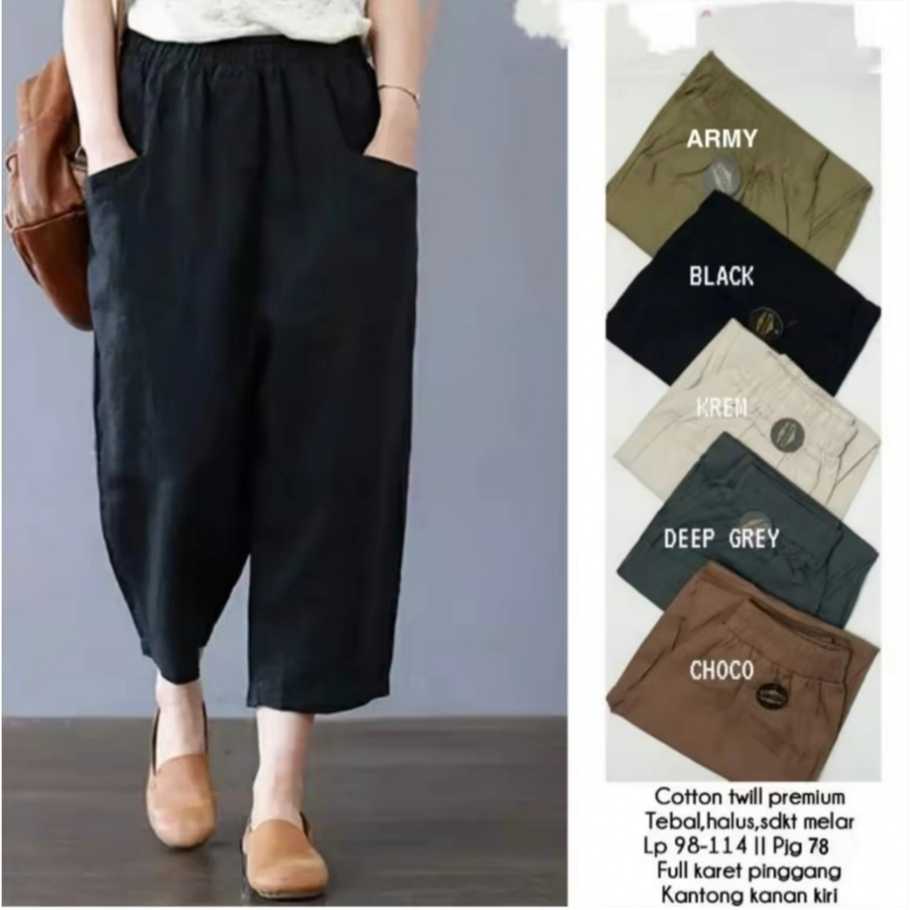 Celana Wanita Uniqlo Pants Willow Jumbo Korean Style Kekinian