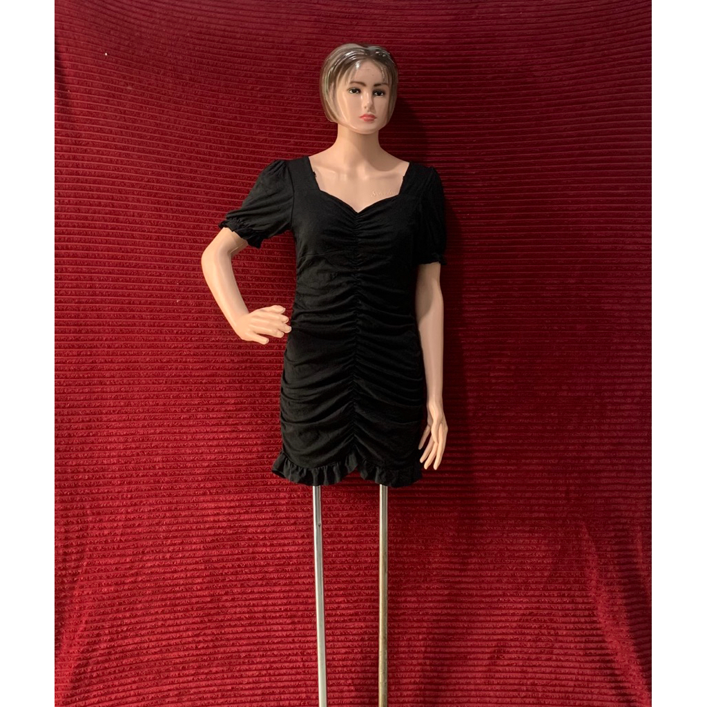 MINI BLACK DRESS BODYFIT | DRESS HITAM PESTA MIDNIGHT| DRESS RAJUT PENDEK LUCU KERUT DINNER