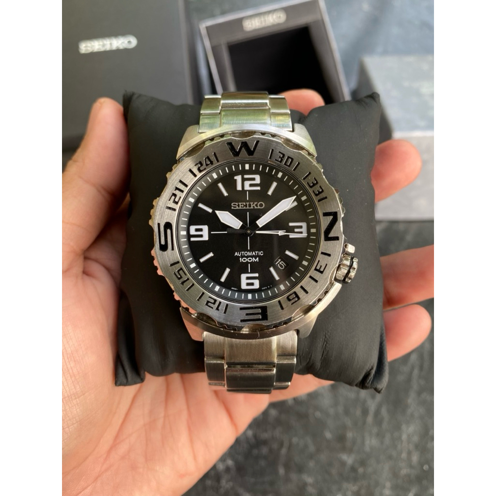 Jam Tangan Pria Seiko Field Monster SRP441K1 Black Dial Automatic Compass Bezel Second
