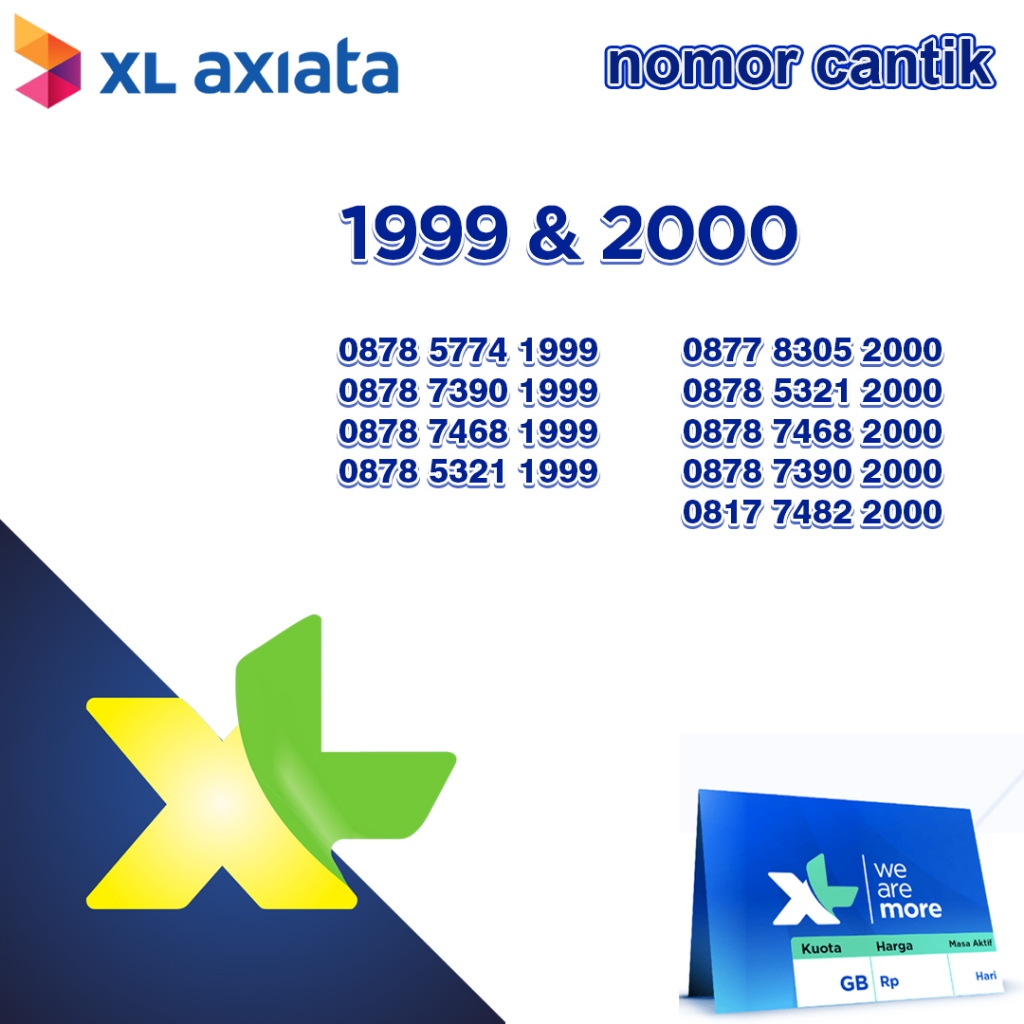 Nomor Cantik XL Prabayar Serie Tahun 1999 & 2000