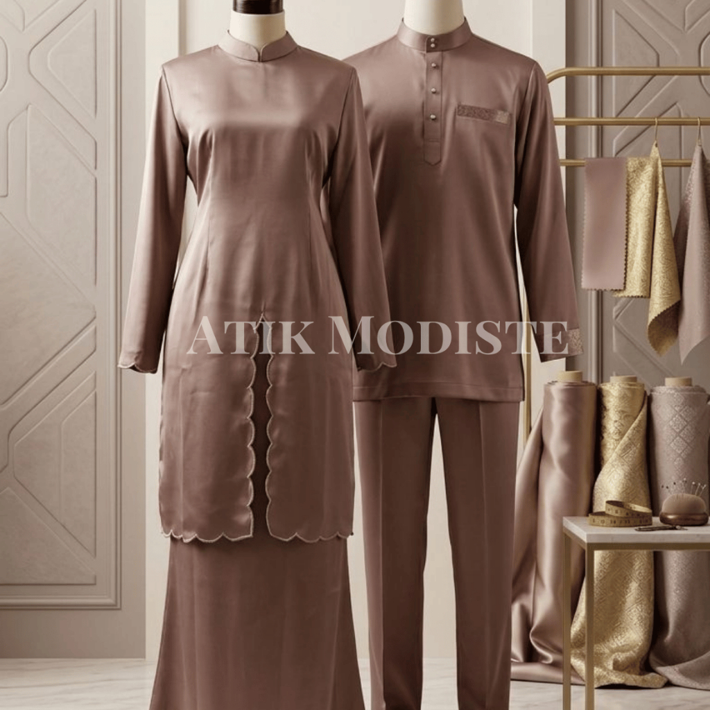 Baju Kurung Melayu Wanita Pria Pasangan Polos