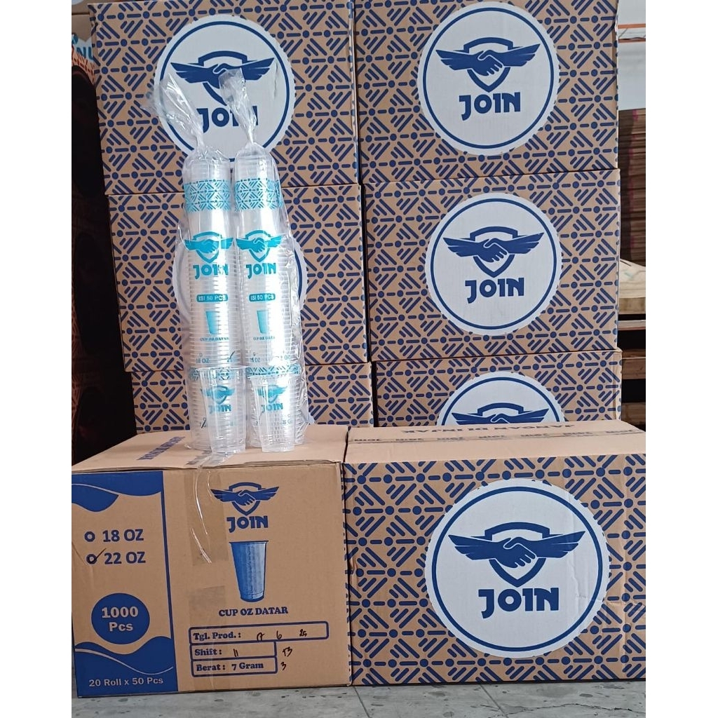 (isi 50 pcs,Tanpa Tutup) Gelas Plastik Oval 18oz & 22oz / Gelas Plastik Minuman