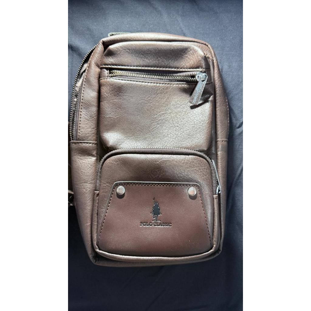 Tas Selempang Polo Classic Kulit //Leather Warna Coklat Brown