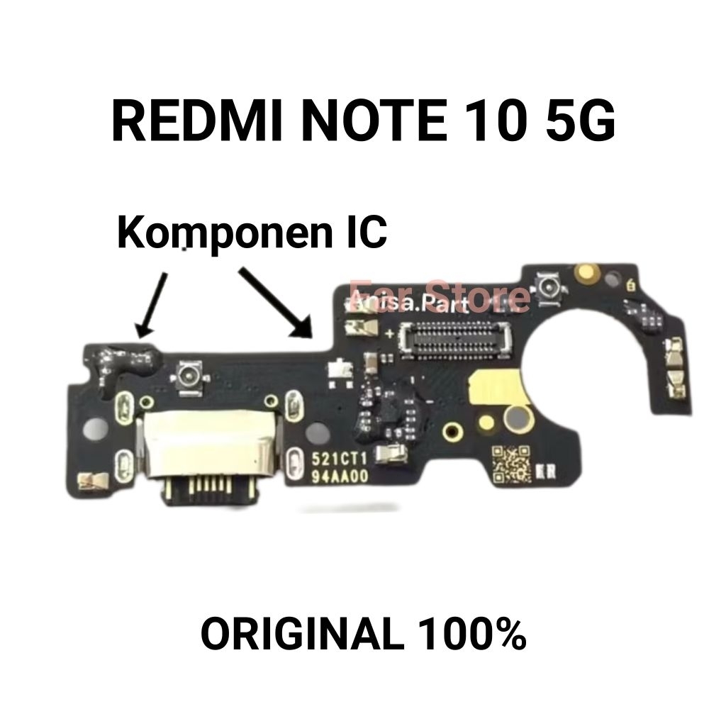 Papan Cas Konektor Cas Redmi Note 10 (5G) ORI Papan Cas Konektor Charger Xiomai Redmi Note 10 (5G) O