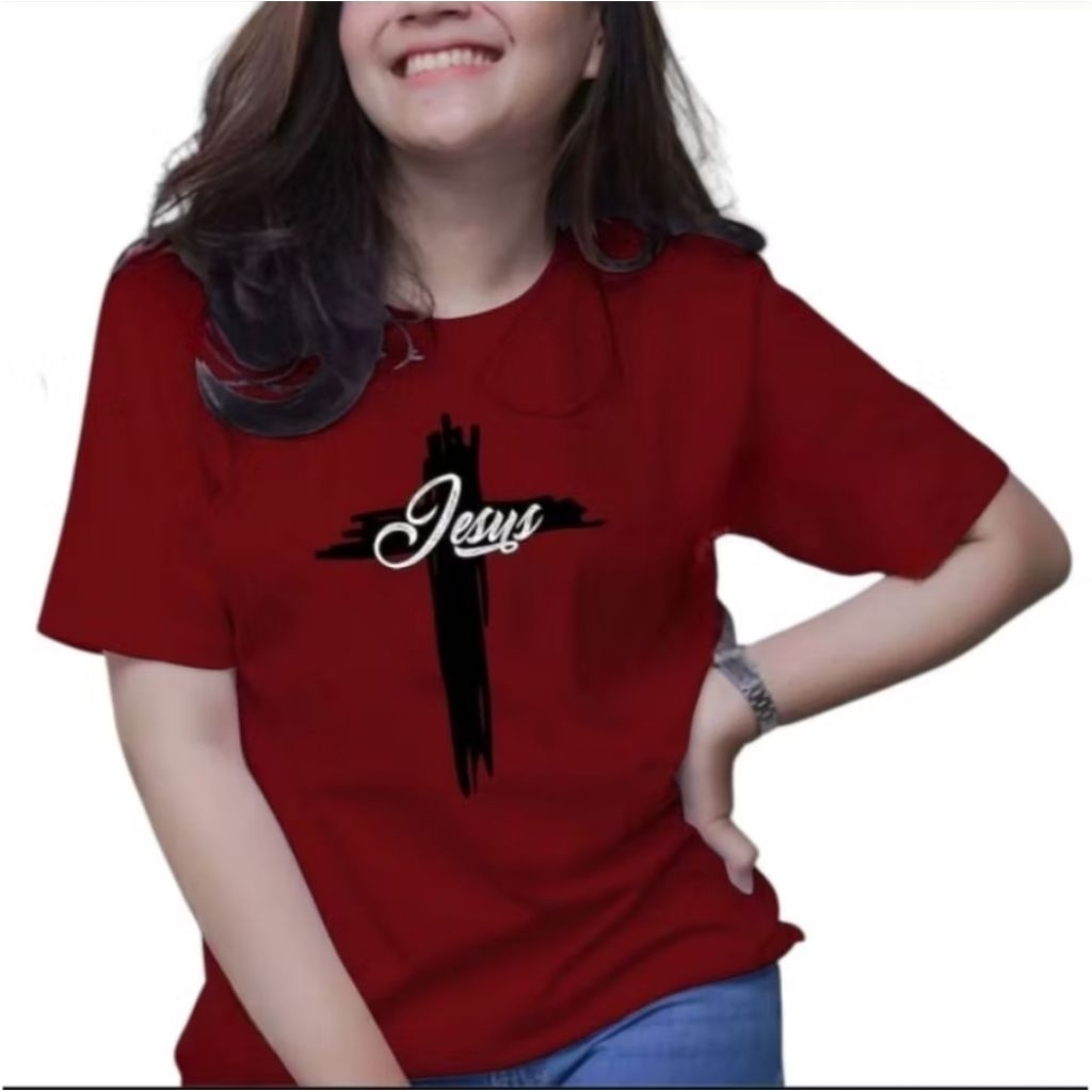 new - Tshirt Motif Kaos Dtf Salib Jesus Christus 999 Sublime / Kaos Katun Wanita / Baju Kaos Wanita 