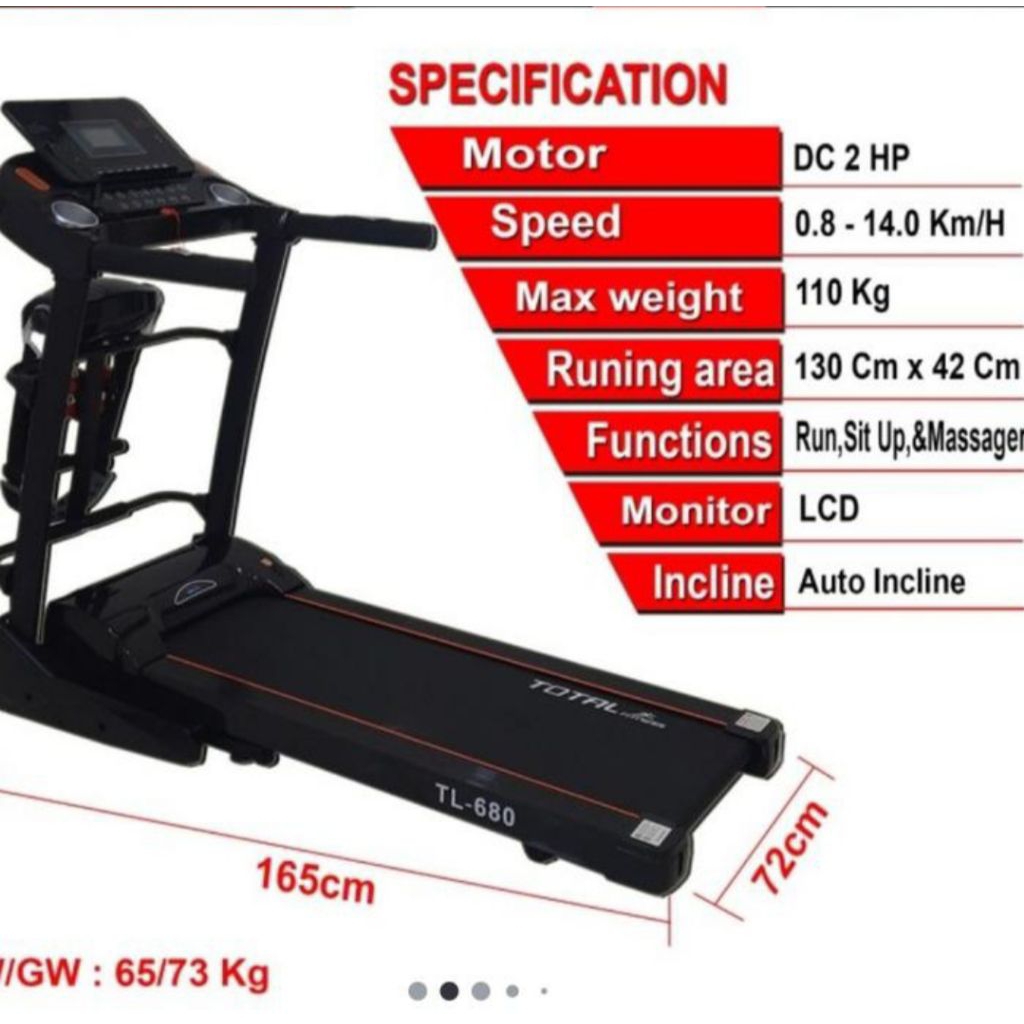 Treadmill electrik  TL680 Power 2HP , Treadmill TL-680