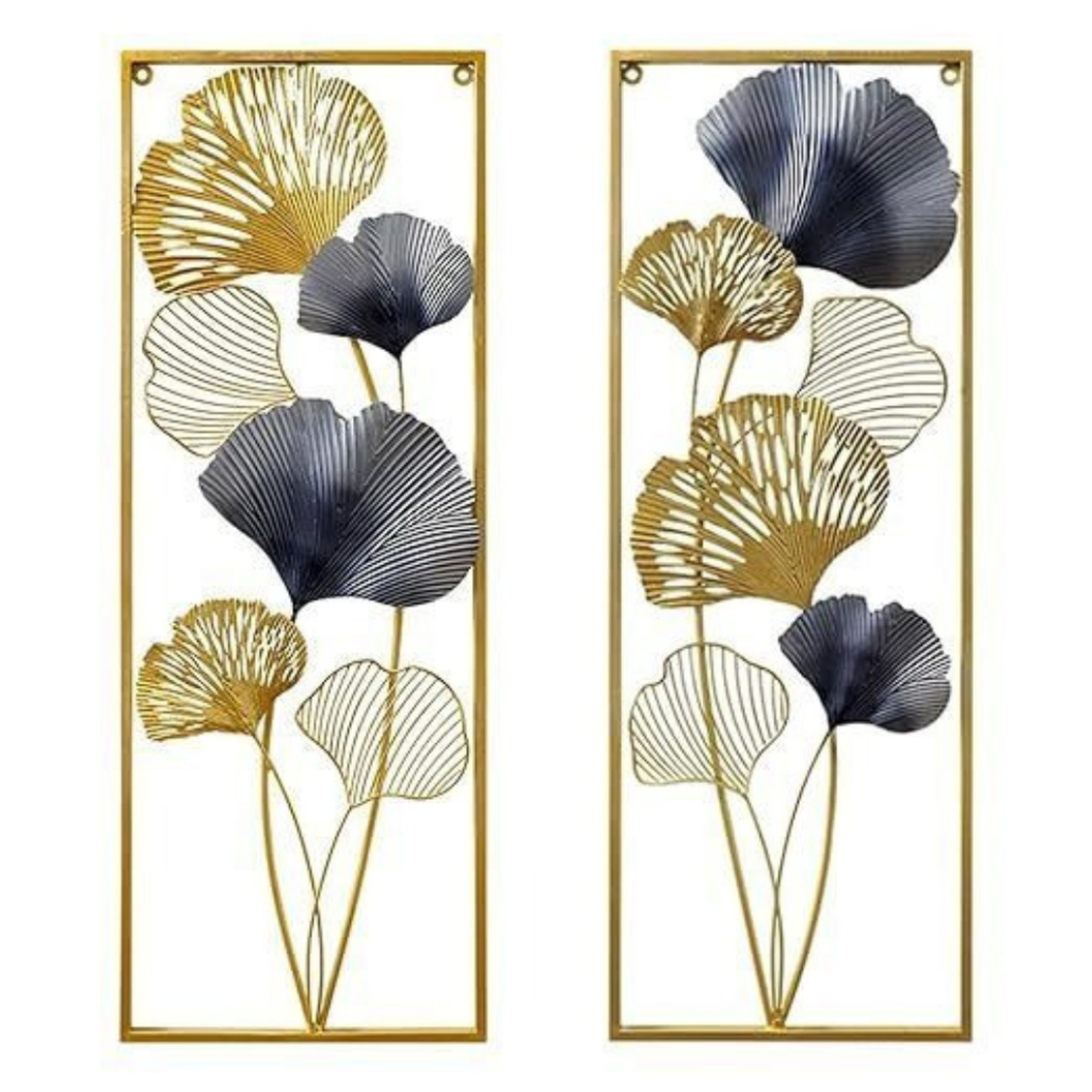 Walldecor Berkah Hiasan Dinding Besi Aesthetic 85x31 Wall Decor Nordic Frame Metal Gold Leaf Gingko