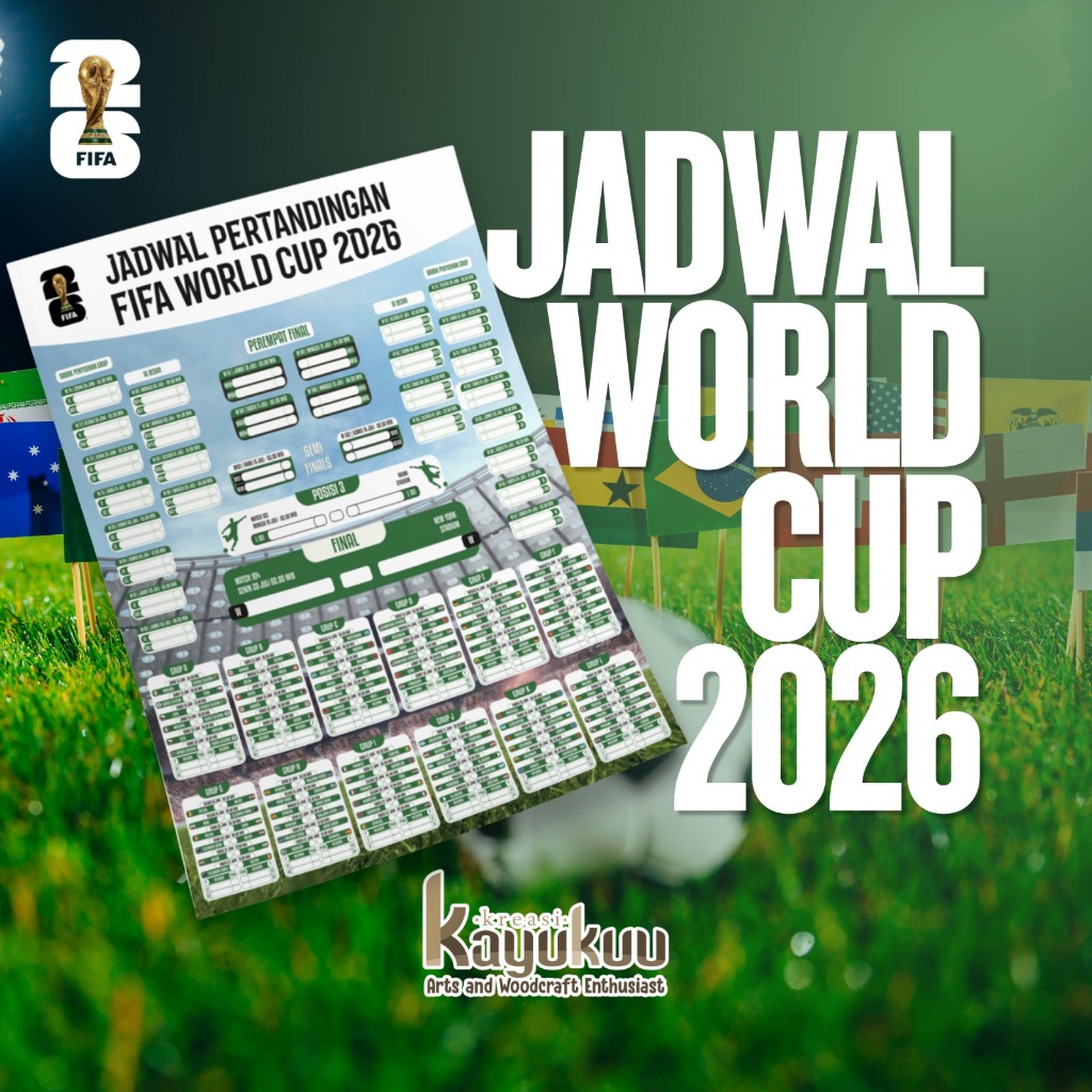 Kreasikayukuu Poster Jadwal Piala Dunia 2026 Bahan Art Carton 230gsm | FIFA World Cup Schedule 2026