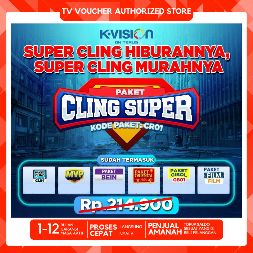 Voucher Paket CR01 Cling Super Kvision K Vision 30hari