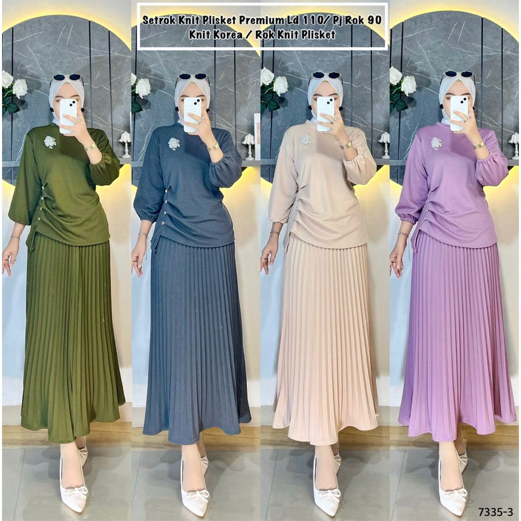 TATAOS BANGKOK BY ZR NATALIE SET SETELAN BLOUSE & ROK PISKET TAG LABEL KNIT RAJUT MIX PLISKET IMPORT