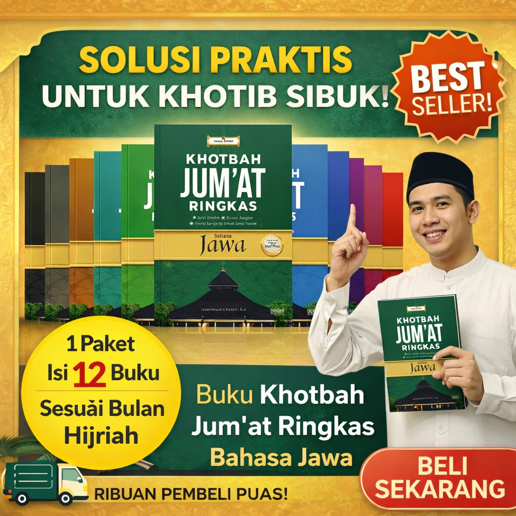 Buku Khutbah Jumat Ringkas Bahasa Jawa 12 Jilid, Durasi Singkat, A5, Plus Audio Khotbah
