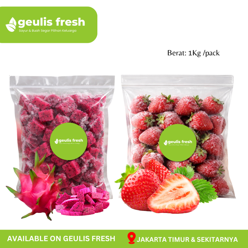 [Bundling Hemat] Buah Naga Frozen 1Kg & Buah Strawberry Frozen 1Kg | Buah Beku Segar Jakarta Timur G